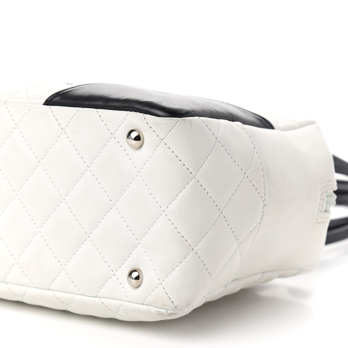 Calfskin Quilted Large Cambon Bowler White Black