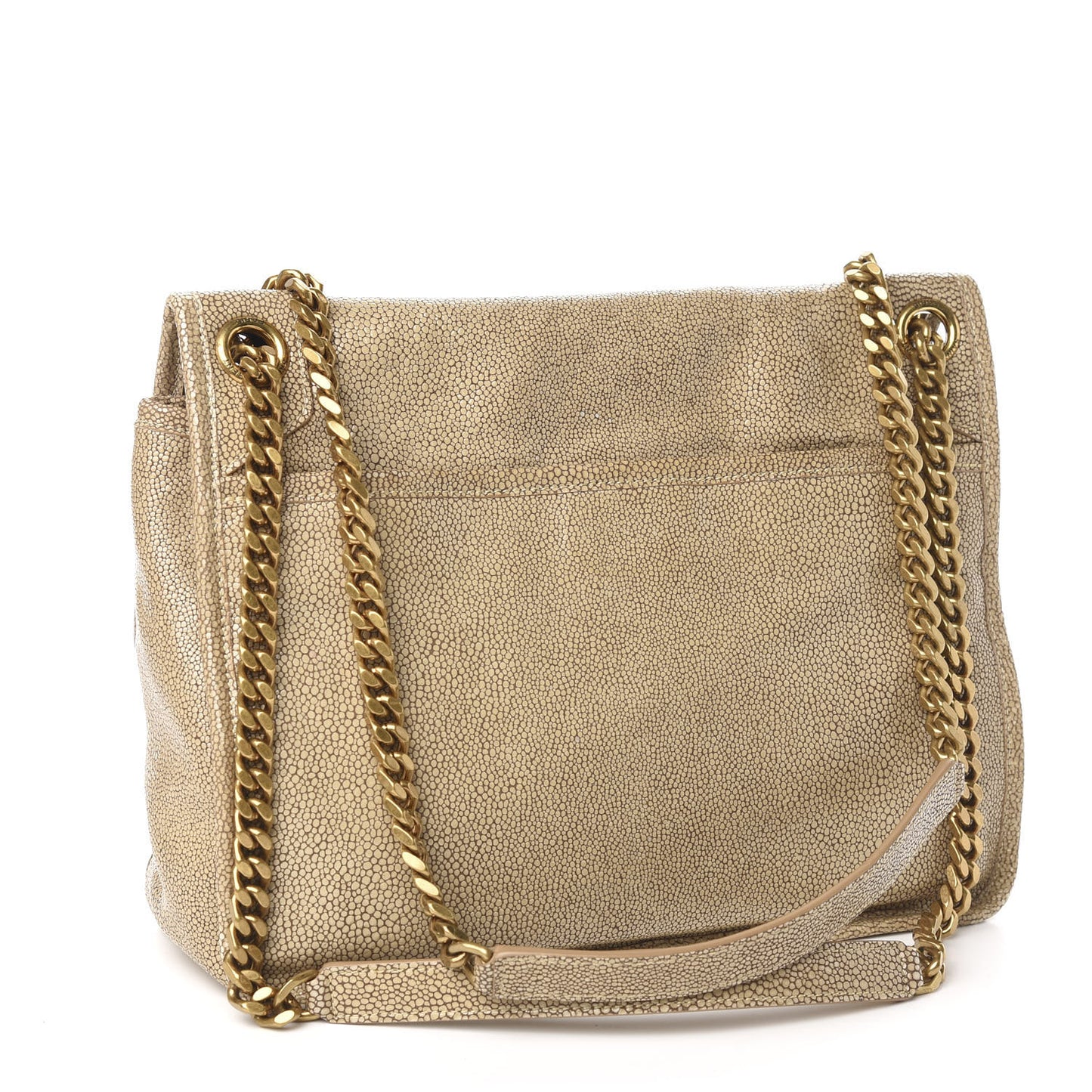 Stingray Embossed Monogram Medium Niki Chain Satchel Beige