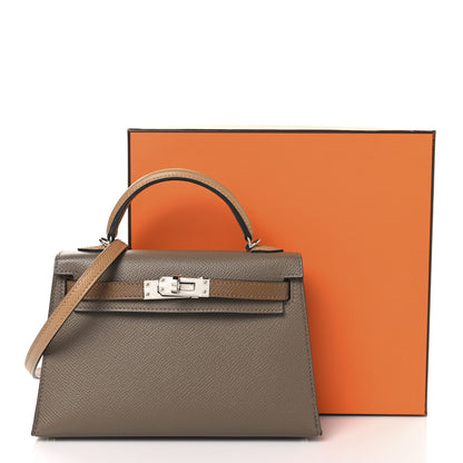 Hermes Epsom Tri-Color Mini Kelly Sellier 20 Etoupe Alezan Biscuit 14 of 14