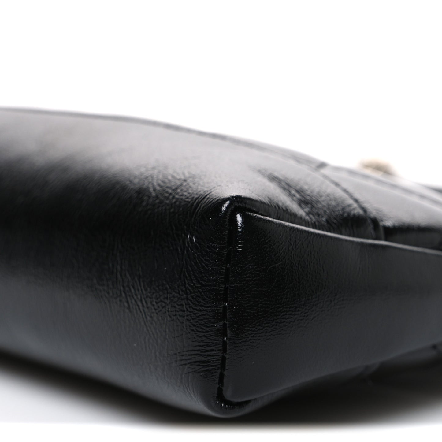 Shiny Crumpled Calfskin Quilted Nano 31 Shopping Bag Black
