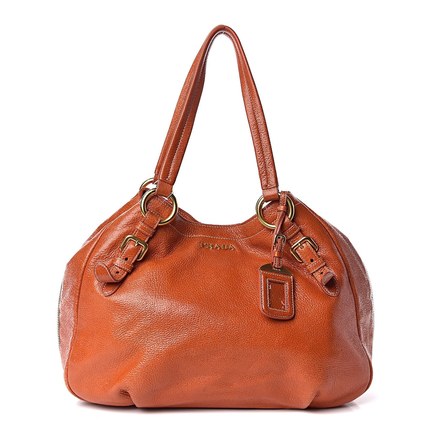 Vitello Daino Zip Hobo Orange