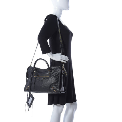 Balenciaga Agneau Classic Gold Hardware City Graffiti Logo Strap Black 2 of 9