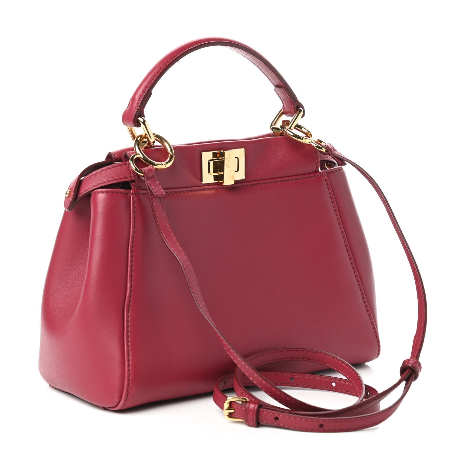 Fendi Nappa Mini Peekaboo Iconic Satchel Amarena 3 of 10