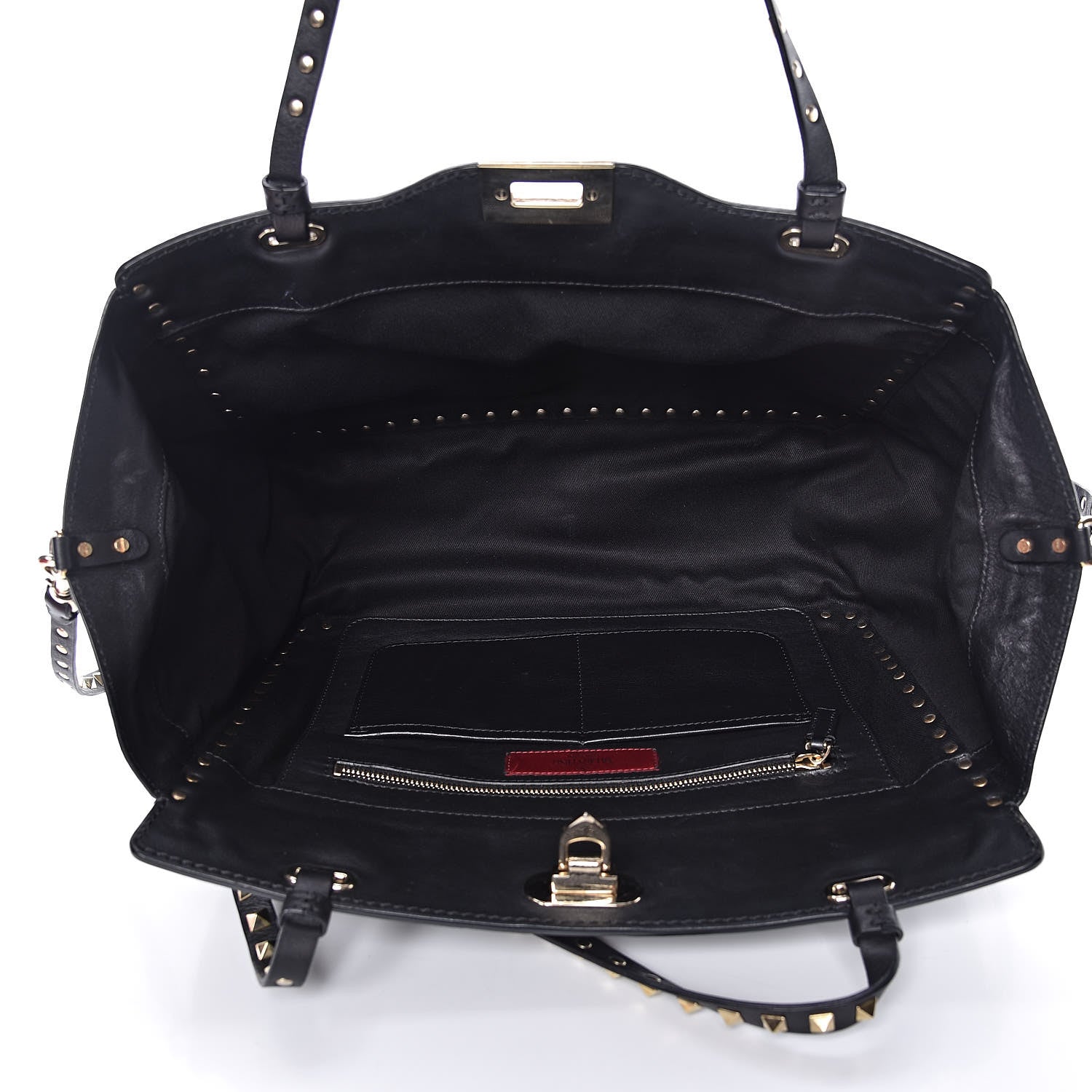 Valentino Garavani Vitello Medium Rockstud Tote Black 6 of 12