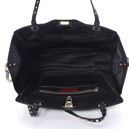 Valentino Garavani Vitello Medium Rockstud Tote Black 6 of 12