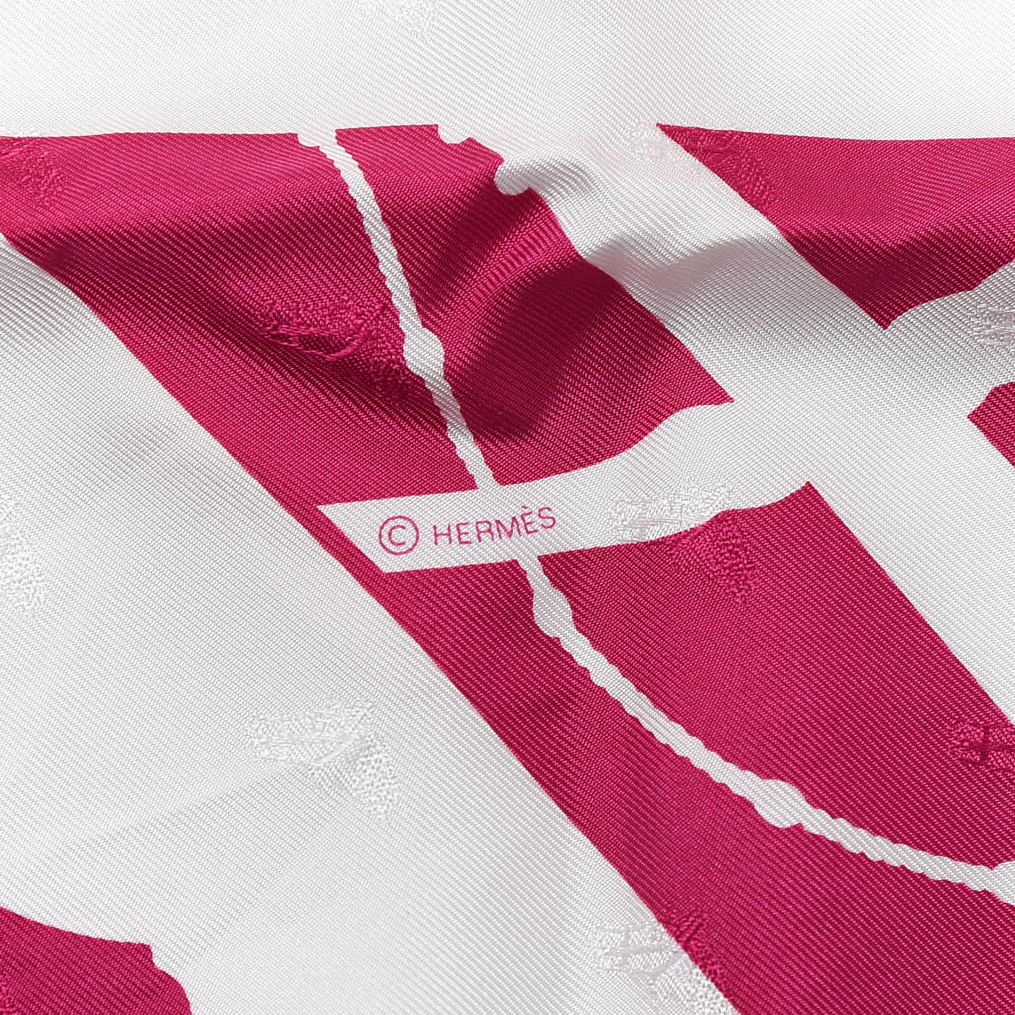 Silk Clic Clac Tattoo Scarf 90 Fuchsia White