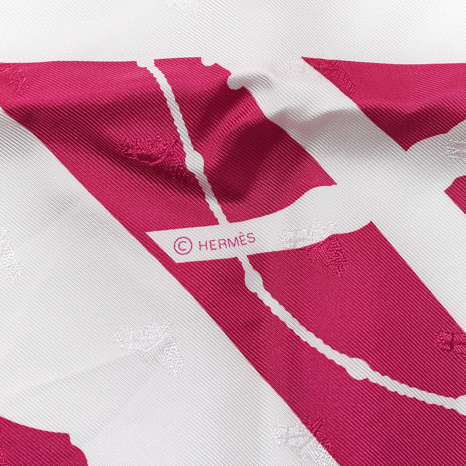 Hermes Silk Clic Clac Tattoo Scarf 90 Fuchsia White 4 of 4