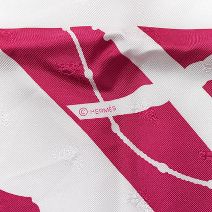 Hermes Silk Clic Clac Tattoo Scarf 90 Fuchsia White 4 of 4