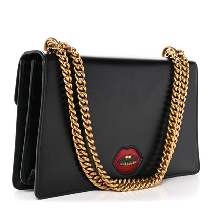 Gucci Knight Calfskin Malaga Kid Heart Medium GG Marmont Chain Handle Bag Black Hibiscus Red Multicolor 3 of 12