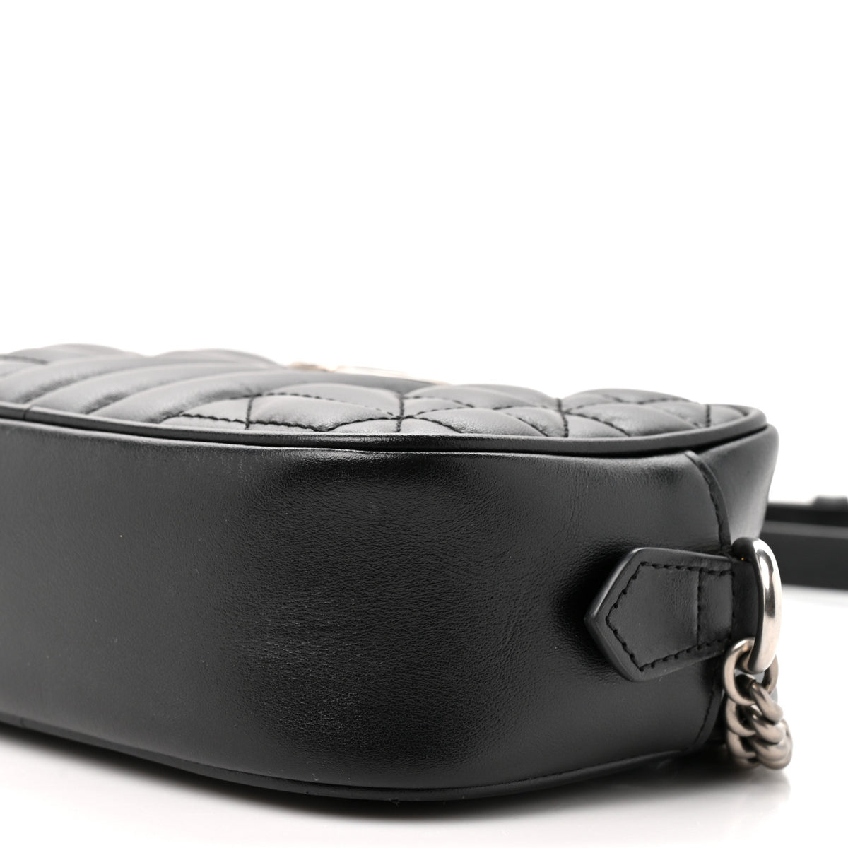 Gucci Calfskin Matelasse Aria Mini GG Marmont Chain Shoulder Bag Black 9 of 13