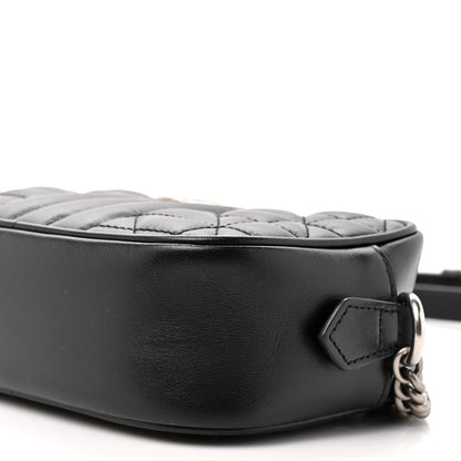 Gucci Calfskin Matelasse Aria Mini GG Marmont Chain Shoulder Bag Black 9 of 13