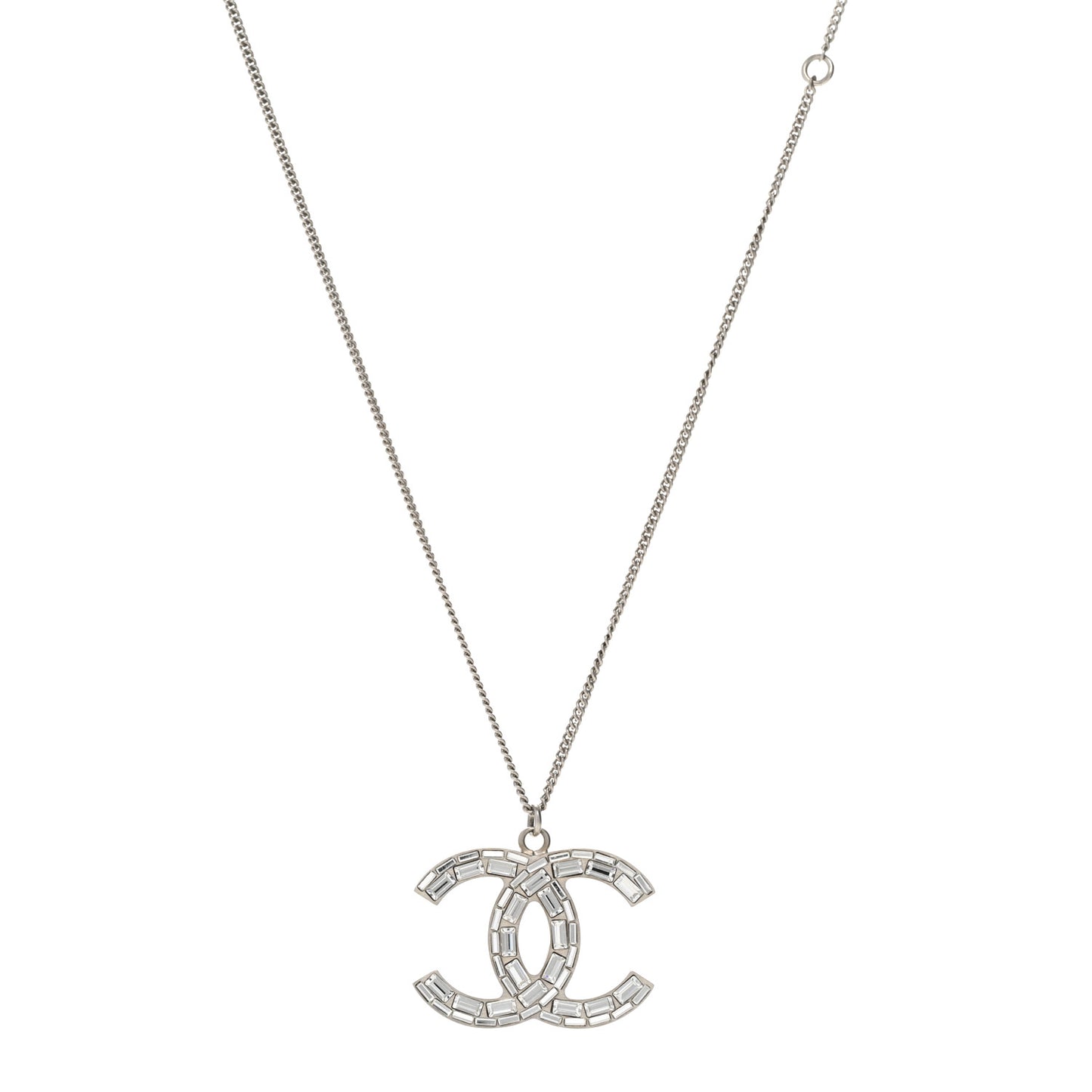 Baguette Crystal CC Necklace Silver