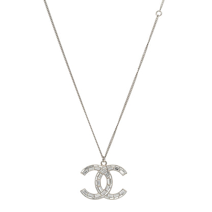 Chanel Baguette Crystal CC Necklace Silver 1 of 5