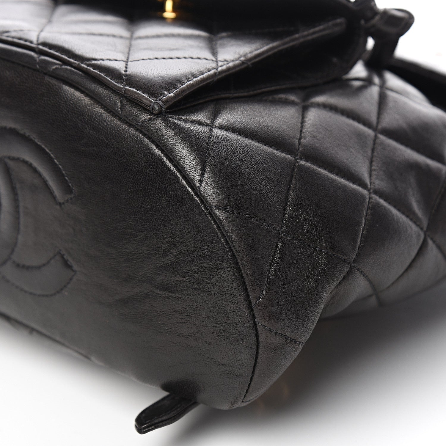 Chanel Lambskin Quilted Drawstring Backpack Black 11 of 11