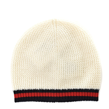 Gucci Cashmere Web Kids Beanie Hat M White 1 of 6