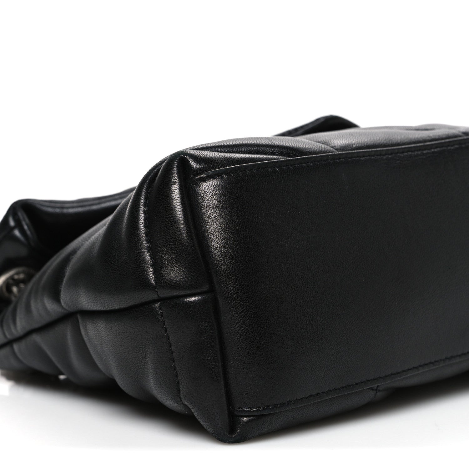 Saint Laurent Lambskin Quilted Small Loulou Puffer Monogram Chain Satchel Black 9 of 10