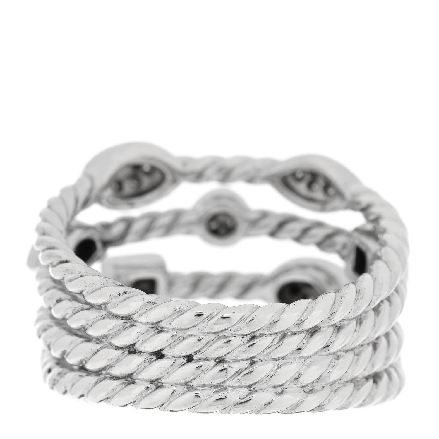 David Yurman Sterling Silver Diamond Confetti 4 Row Ring 54 6.75 3 of 4