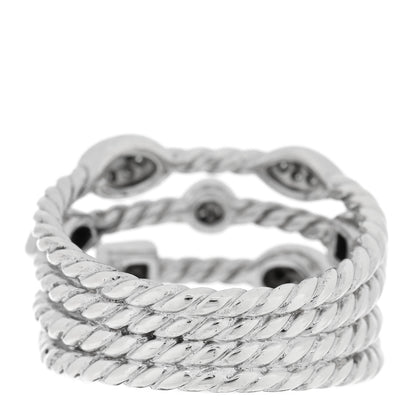David Yurman Sterling Silver Diamond Confetti 4 Row Ring 54 6.75 3 of 4
