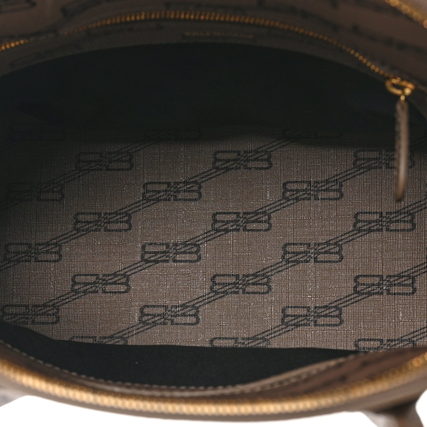 Coated Canvas BB Monogram S Ville Top Handle Bag Beige Brown