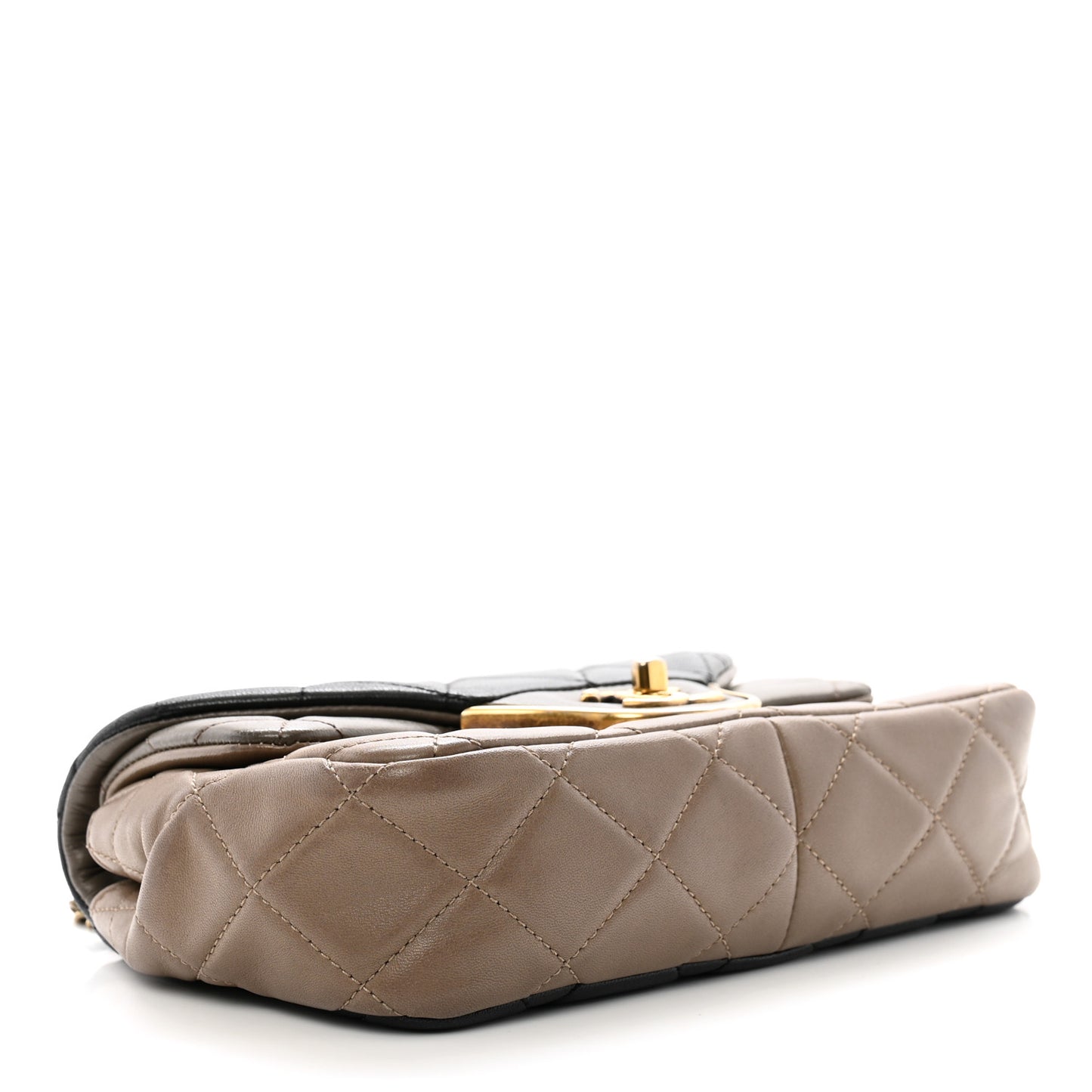 Lambskin Quilted Tri-Color Small Double Flap Black Taupe Brown