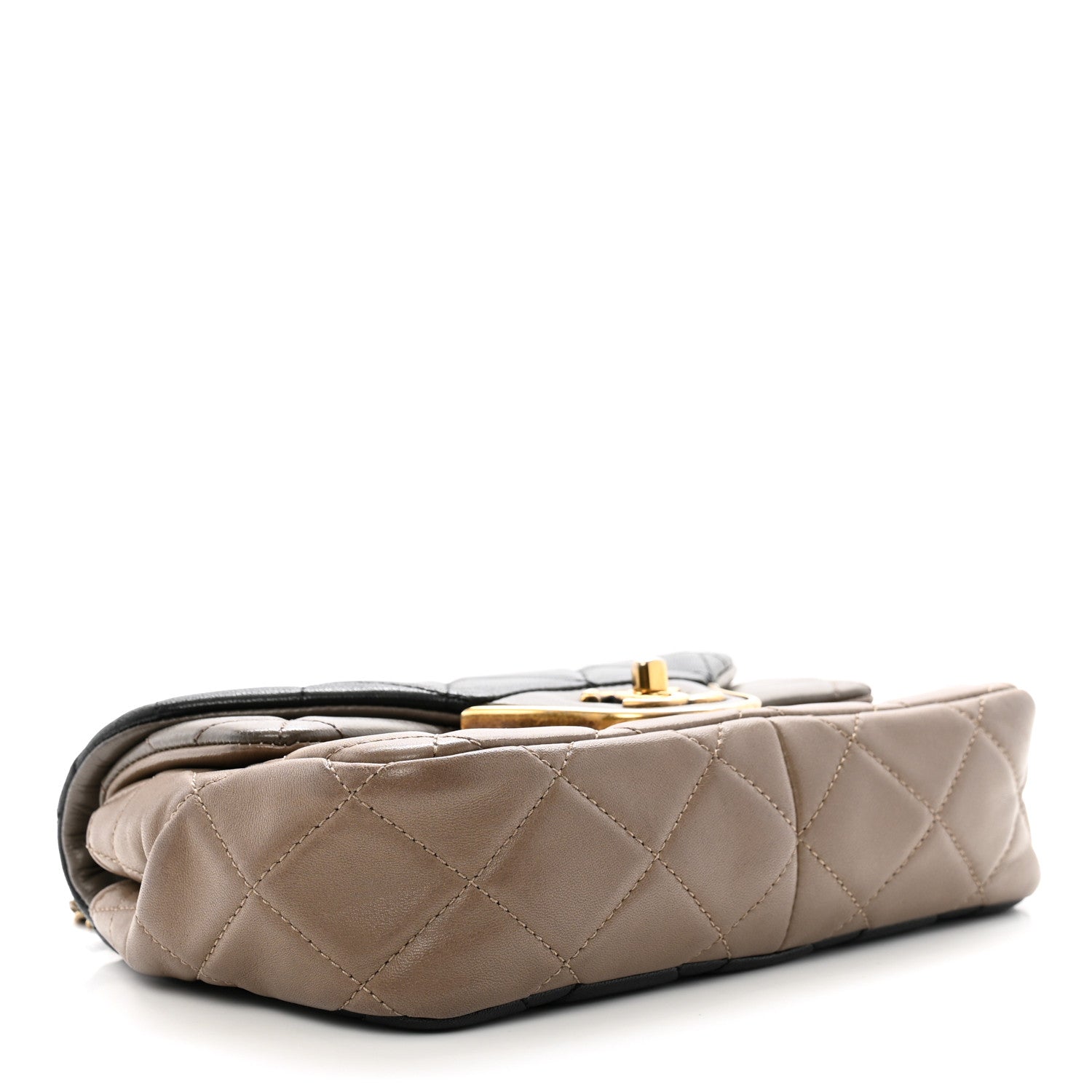 Chanel Lambskin Quilted Tri-Color Small Double Flap Black Taupe Brown 4 of 10