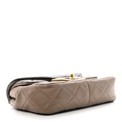 Chanel Lambskin Quilted Tri-Color Small Double Flap Black Taupe Brown 4 of 10