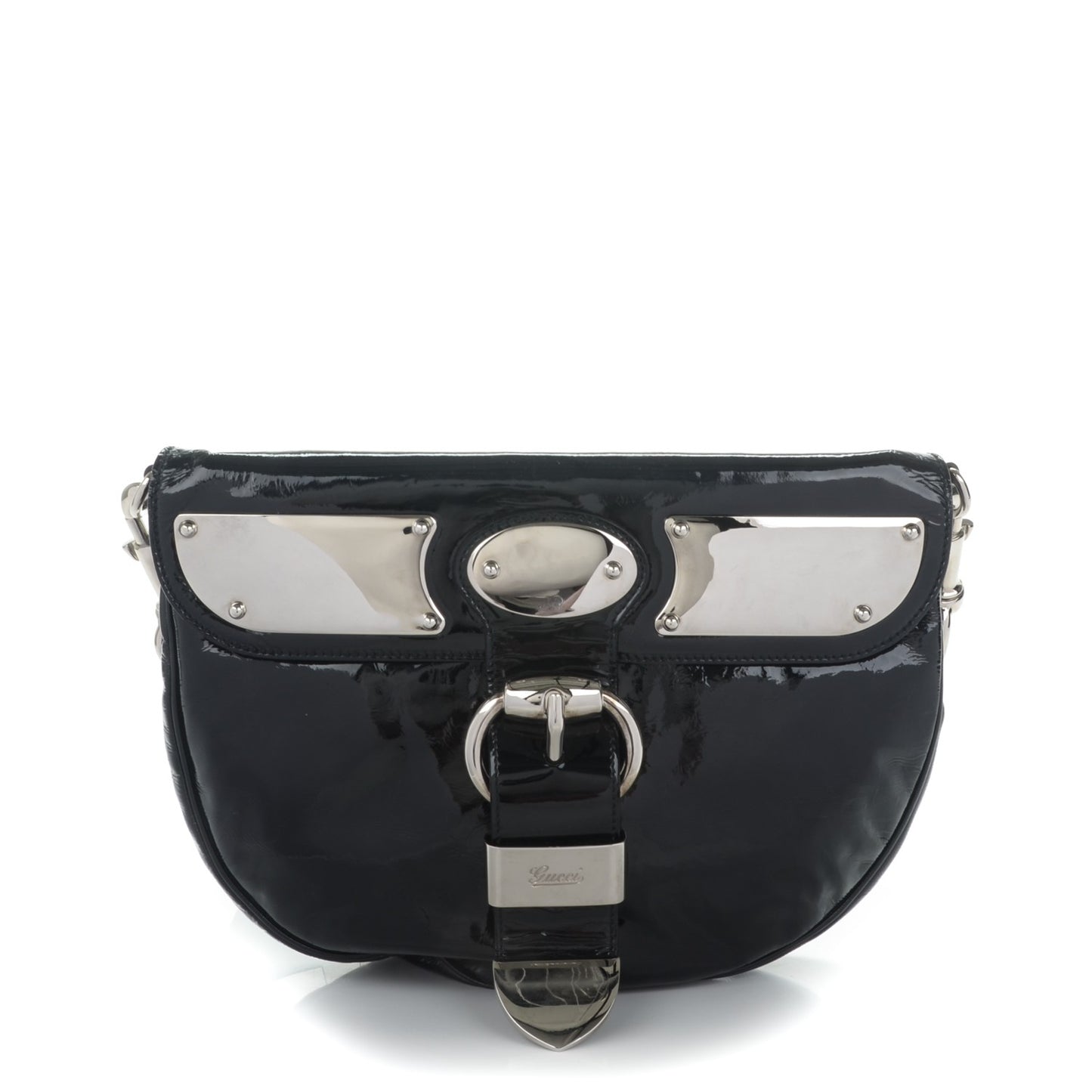 Patent Calfskin Medium Romy Shoulder Bag Black