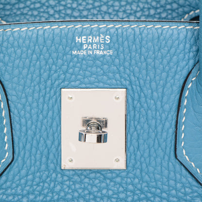 Hermes Taurillon Clemence Birkin 30 Blue Jean 17 of 28