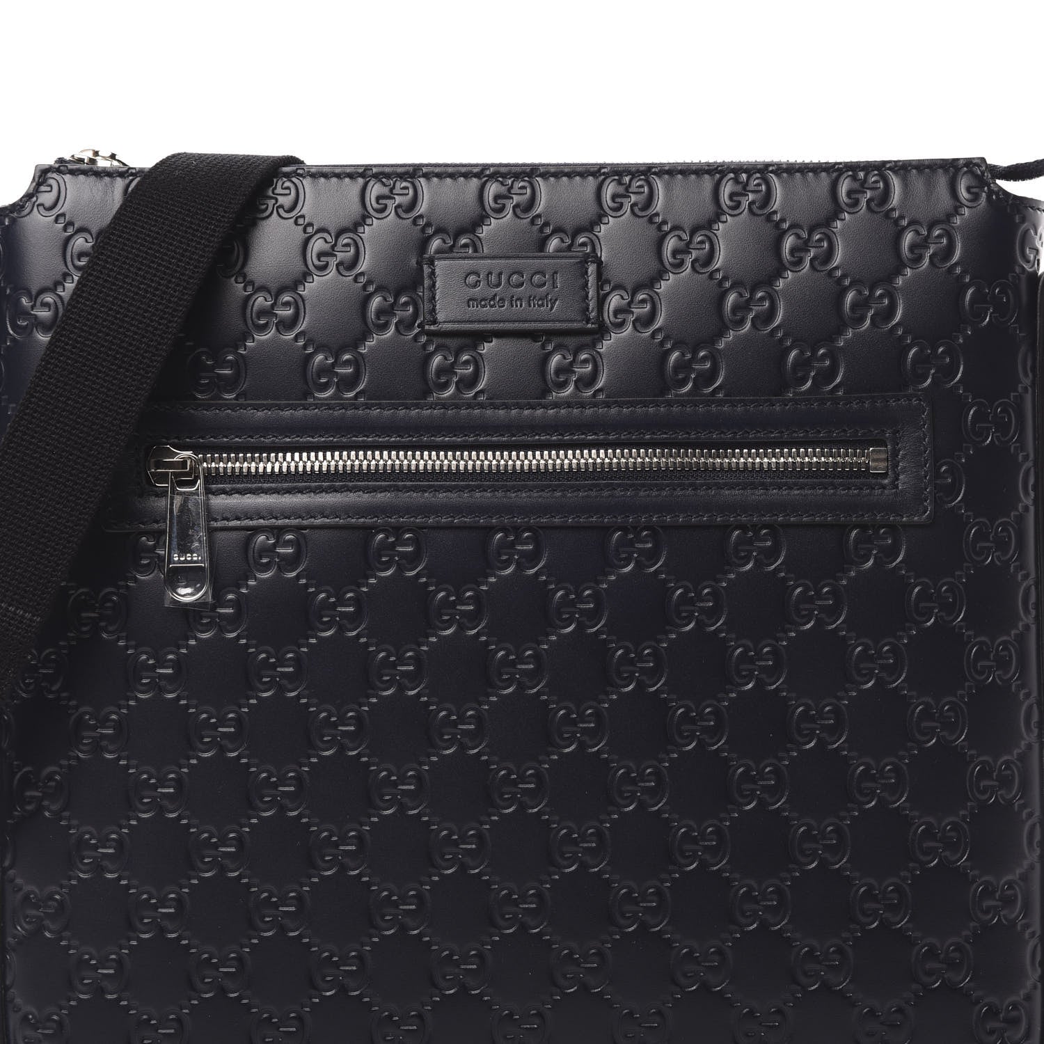 Gucci Guccissima Signature Medium Flat Messenger Bag Blue 8 of 10