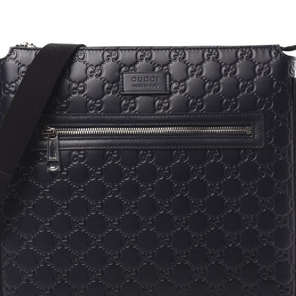 Gucci Guccissima Signature Medium Flat Messenger Bag Blue 8 of 10