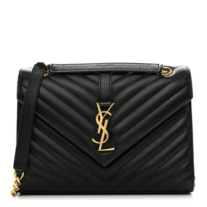 Saint Laurent Grain De Poudre Matelasse Chevron Medium Monogram Satchel Black 1 of 13