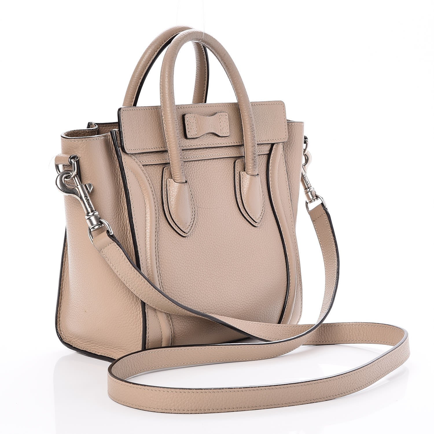 Celine Drummed Calfskin Nano Luggage Dune 4 of 11