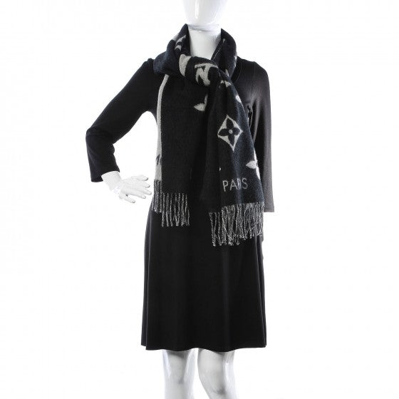 Cashmere Monogram Reykjavik Scarf Black