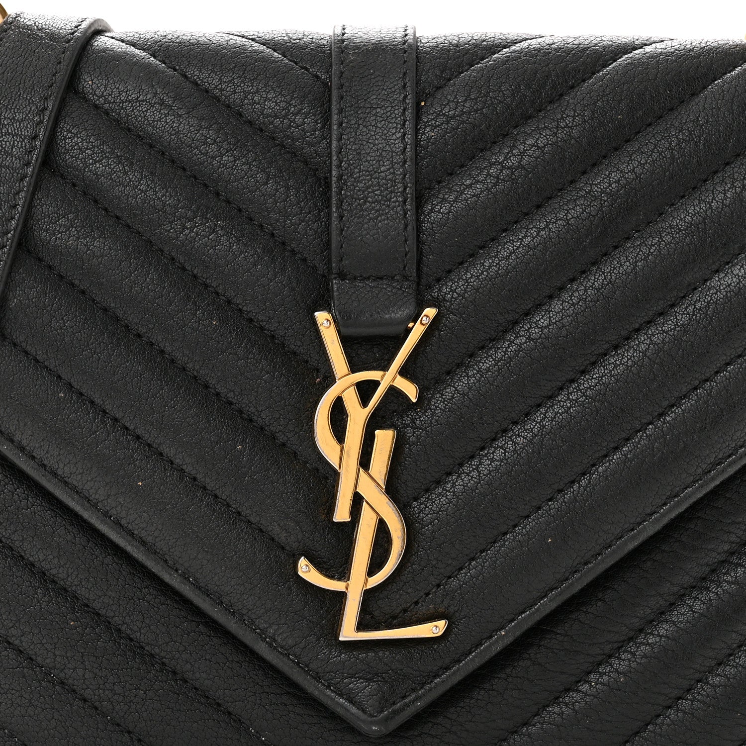 Saint Laurent Sheepskin Matelasse Chevron Monogram Medium College Bag Black 8 of 16
