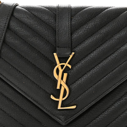 Saint Laurent Sheepskin Matelasse Chevron Monogram Medium College Bag Black 8 of 16