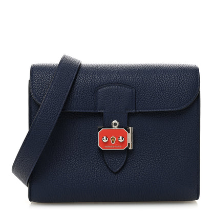 Hermes Togo Laque Sac A Depeches 21 Messenger Bag Bleu Saphir Orange Graffiti 1 of 10