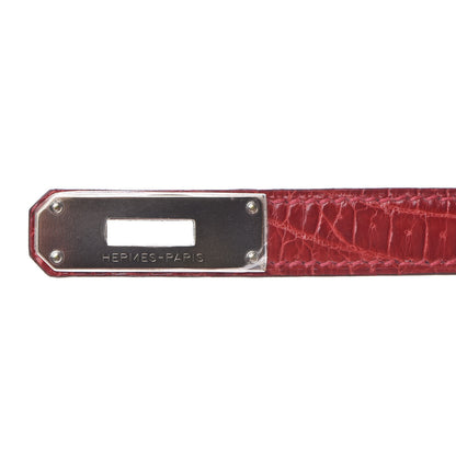 Hermes Shiny Porosus Crocodile Birkin 35 Rouge Vif 28 of 32