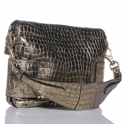 Givenchy Calfskin Crocodile Embossed Melancholia Shoulder Bag Gold 3 of 8
