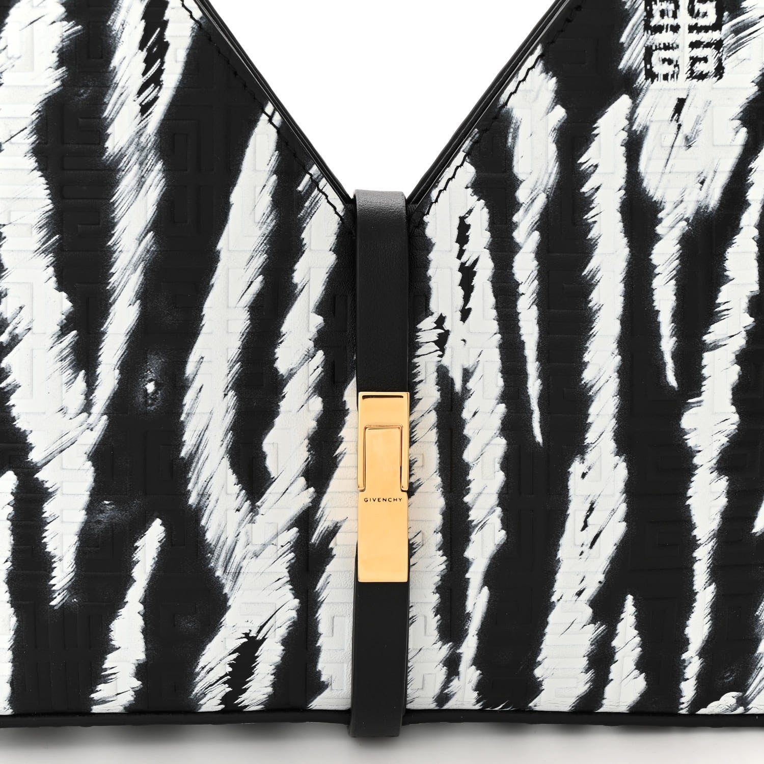Givenchy Calfskin Logo 4G Embossed Mini Cut Out Shoulder Bag Black White 8 of 10