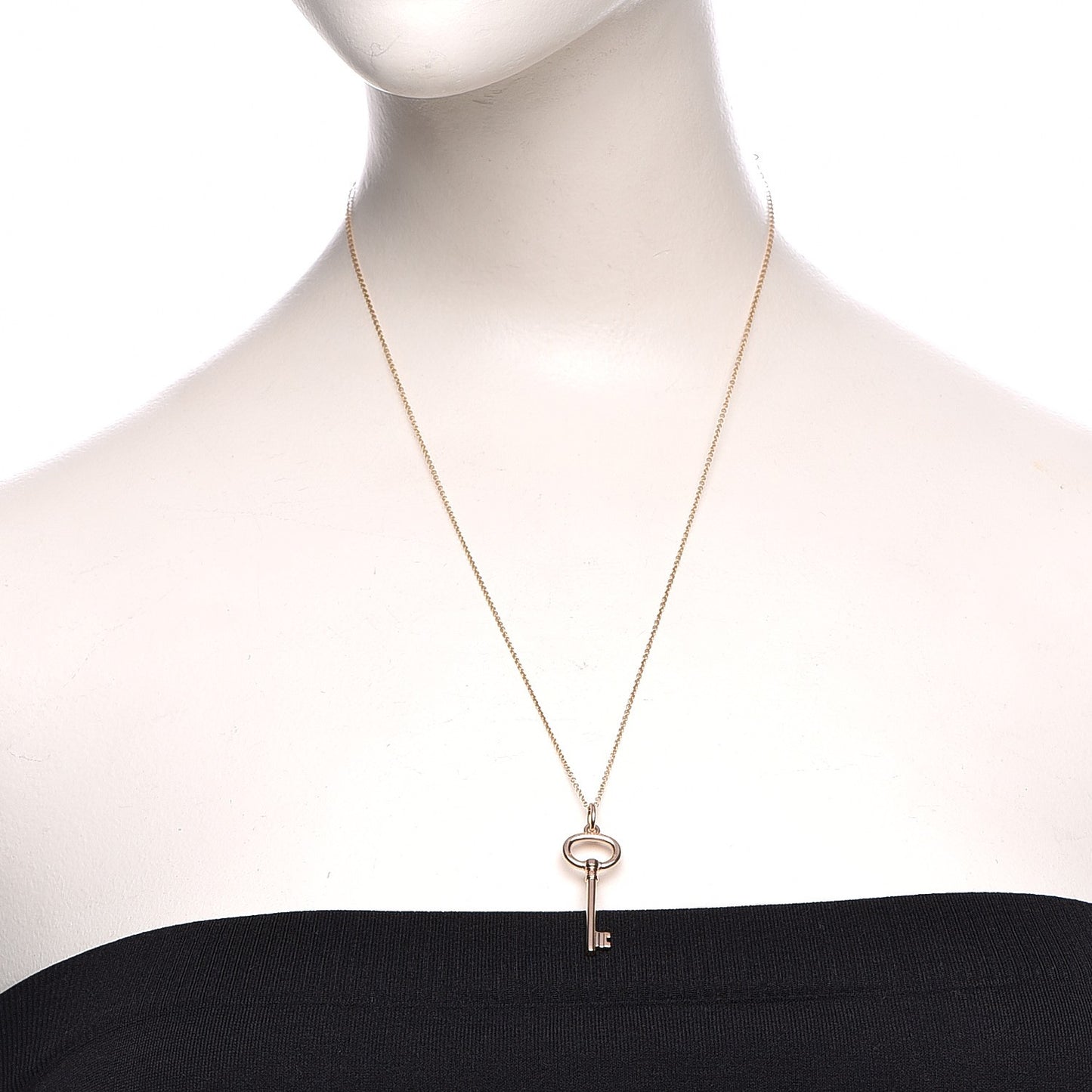 18K Rose Gold Small Oval Key Pendant Necklace