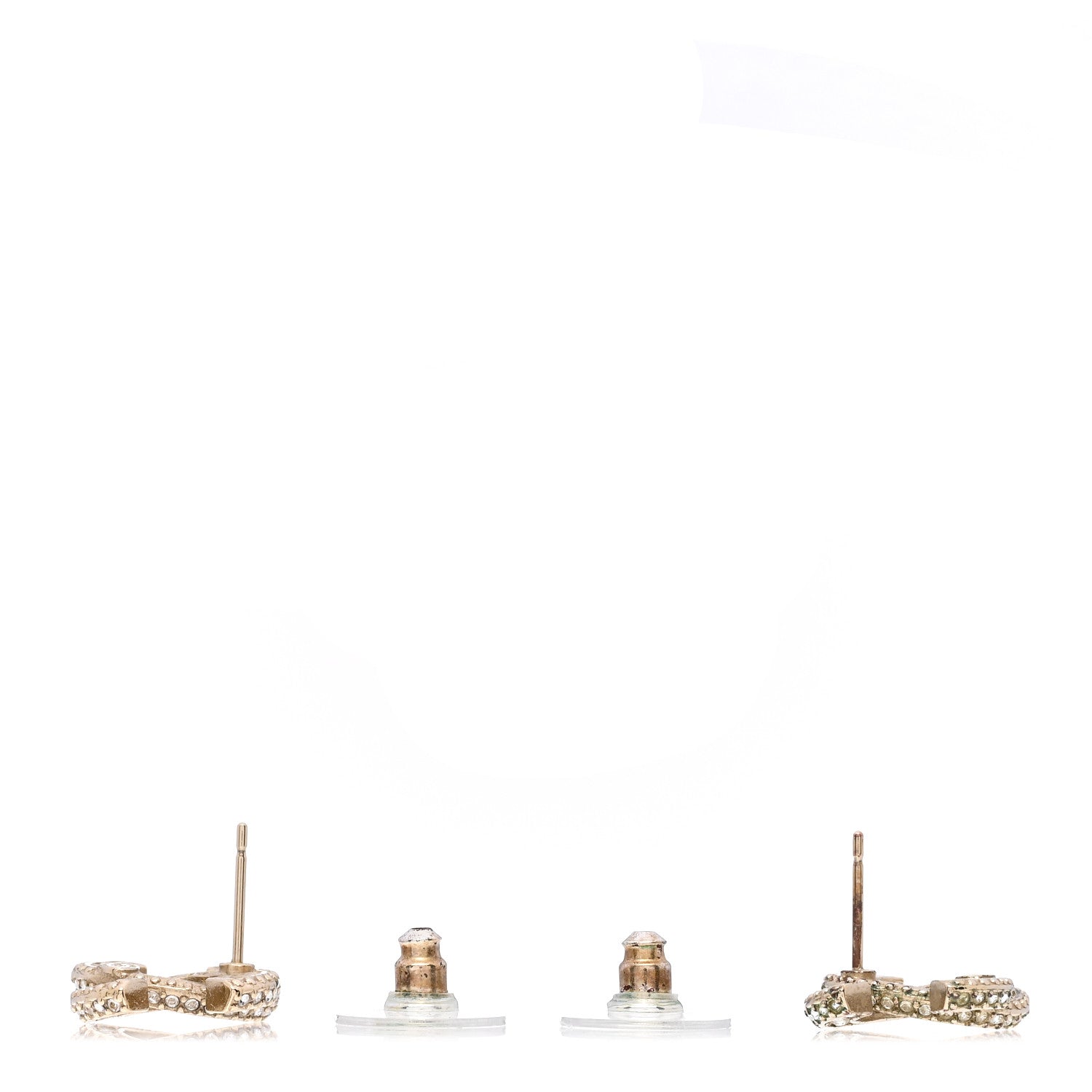 Chanel Crystal Timeless CC Earrings Light Gold 3 of 4