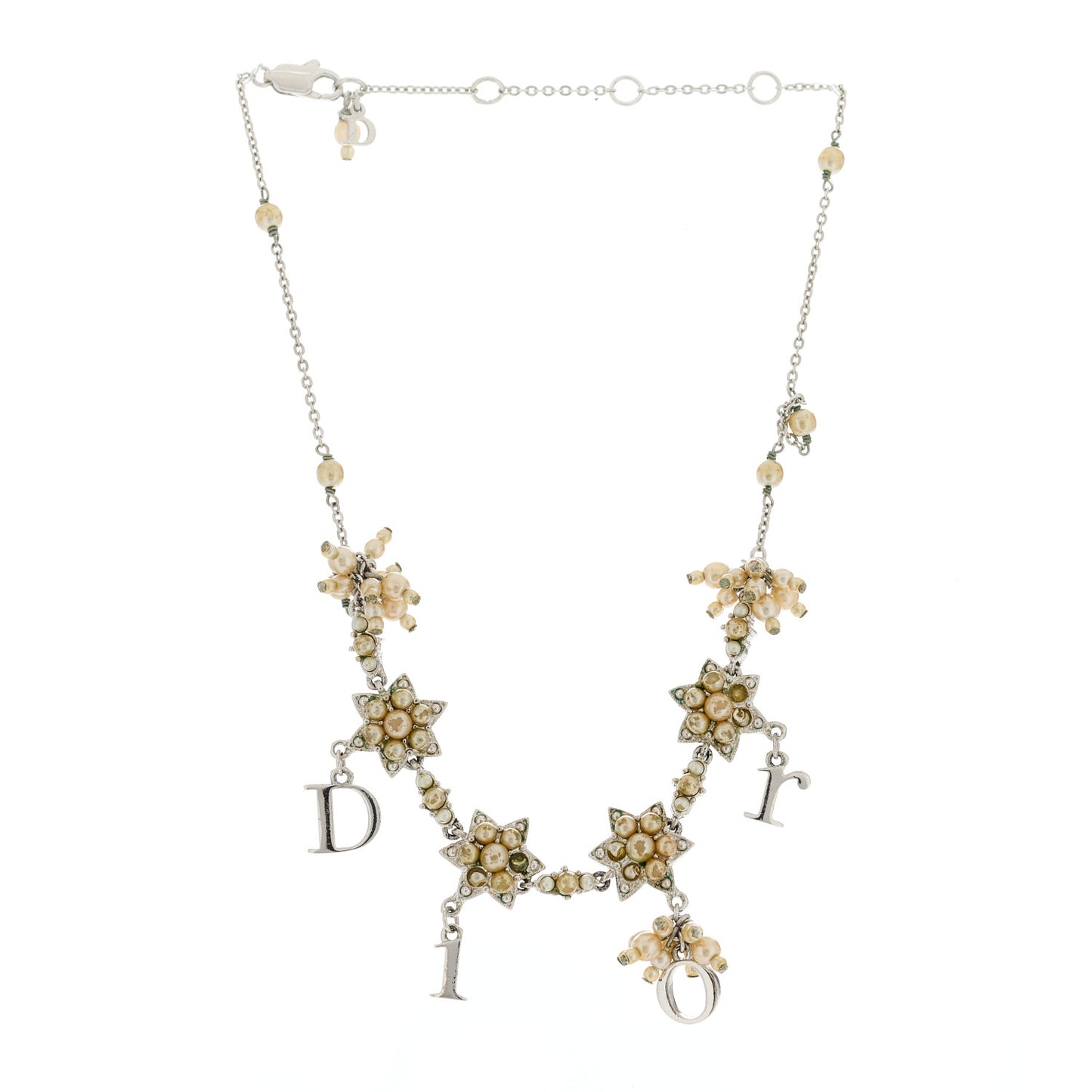 Pearl Logo Flower Necklace Silver