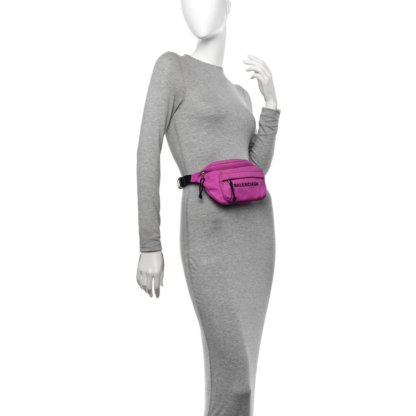 Textured Sport Nylon Logo Wheel Belt Bag Acid Pink