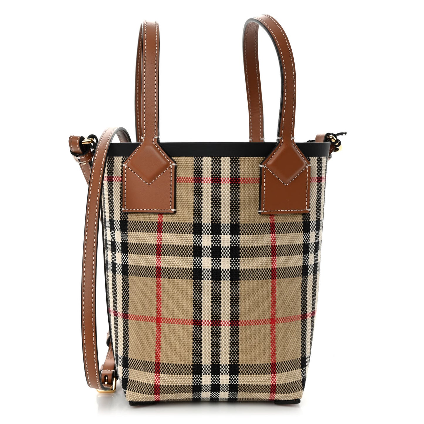 Cotton Calfskin Vintage Check Mini London Tote Bag Archive Beige