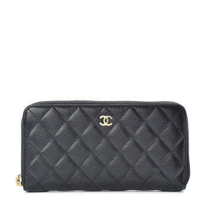 Chanel Caviar Quilted Large Gusset Zip Around Wallet Black 1 of 9