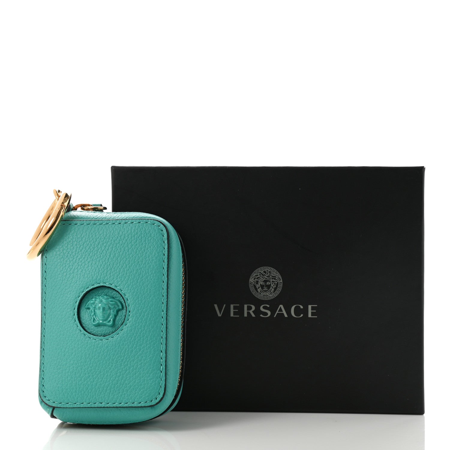 Versace Calfskin Medusa Coin Pouch Blue 7 of 7