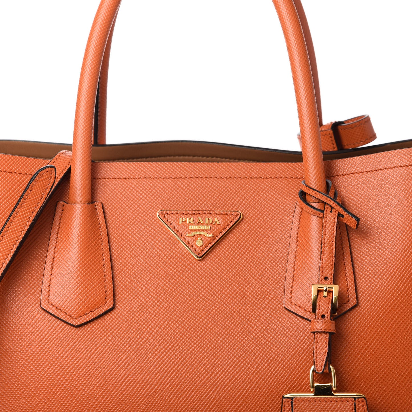 Saffiano Cuir Medium Double Bag Papaya