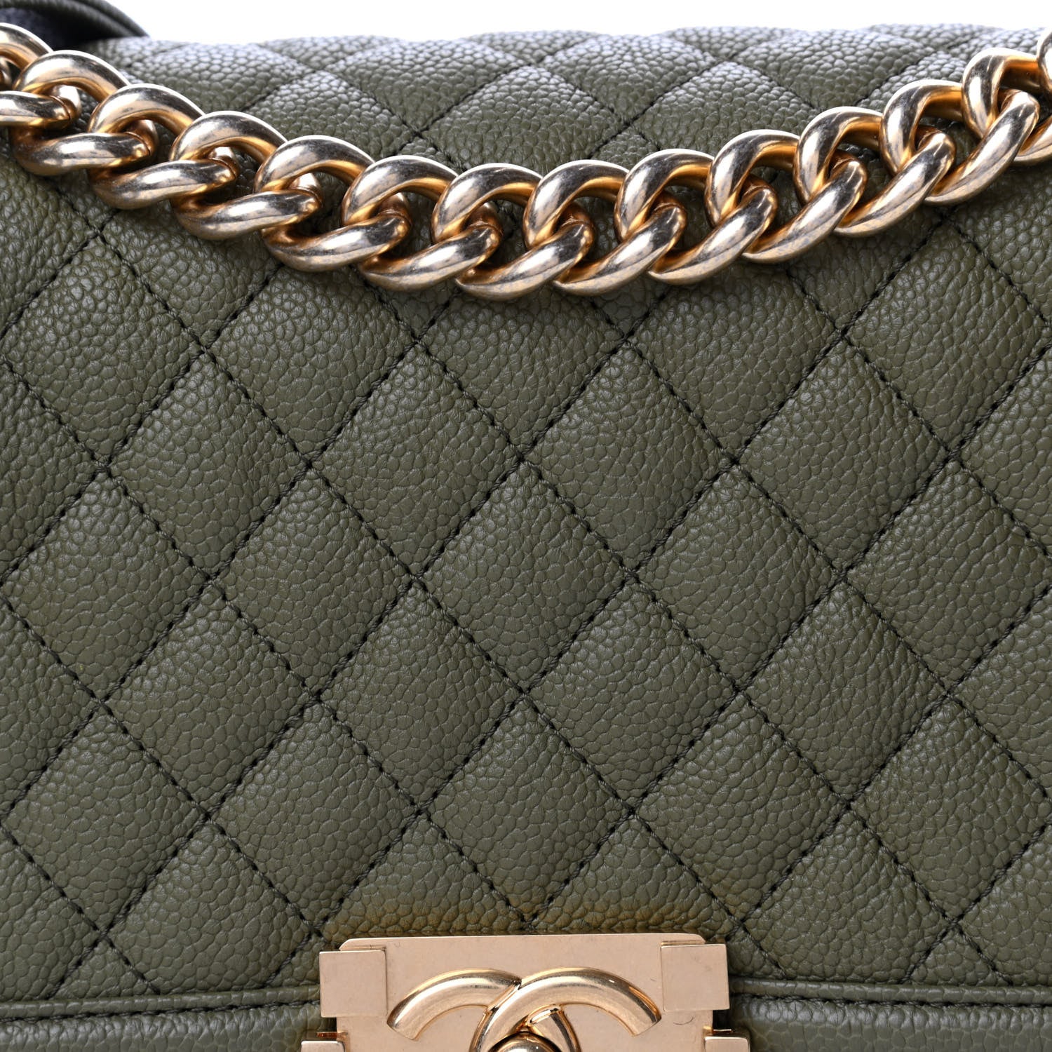 Chanel Caviar Quilted Medium Boy Flap Khaki 10 of 11