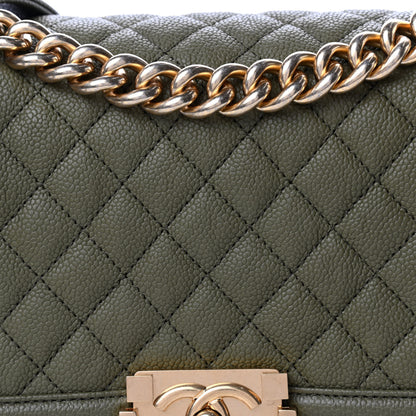 Chanel Caviar Quilted Medium Boy Flap Khaki 10 of 11