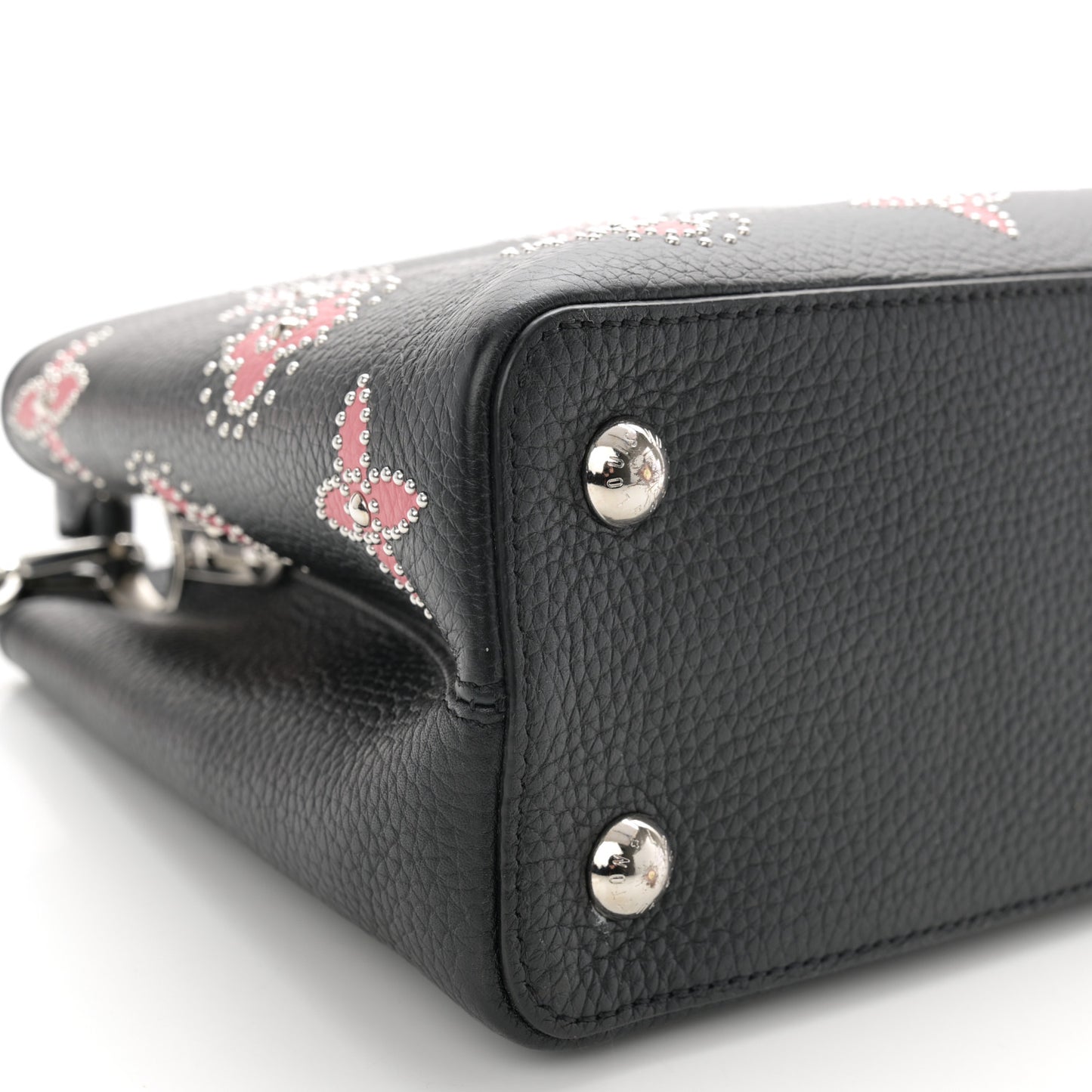 LOUIS VUITTON Taurillon Flowers Capucines PM Black